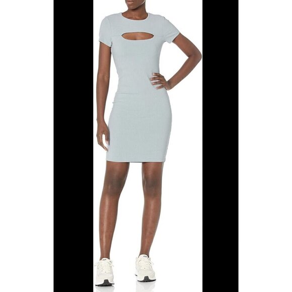 Guess Lana Ribbed-Knit Bodycon Dress MEDIUM BLUE Tanzanite Short Sleeve - Picture 4 of 15